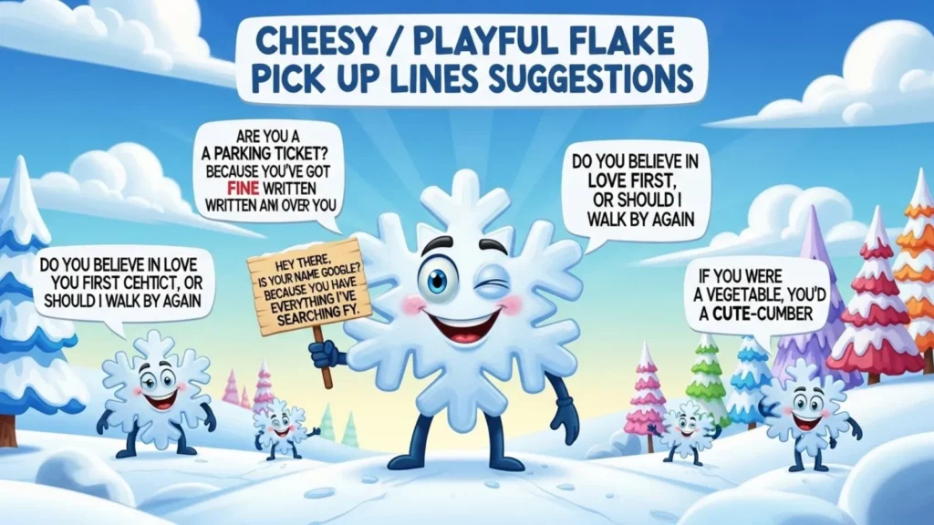 Cheesy / Playful Flake Pick Up Lines Suggestions