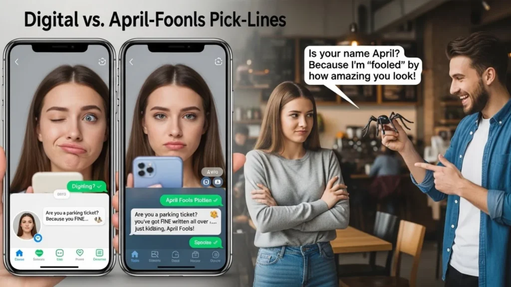 Digital vs Real-Life April Fools Pick Up Lines