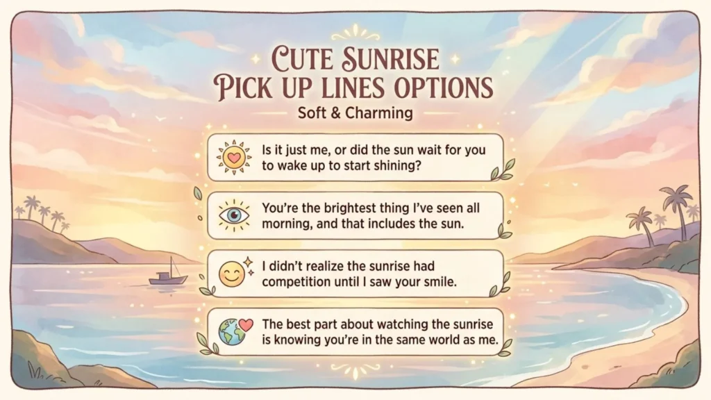 Cute Sunrise Pick Up Lines Options Soft and Charming
