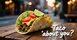 Read more about the article 834+ Taco Pick Up Lines with a Flavor Twist (2026)<p class="post-updated-date">🕓 <span class="updated-label">Last updated on</span> <time datetime="2025-12-14T15:00:40+00:00">December 14, 2025</time></p><script type="application/ld+json">
        {
          "@context": "https://schema.org",
          "@type": "BlogPosting",
          "mainEntityOfPage": {
            "@type": "WebPage",
            "@id": "https://pickupsy.com/taco-pick-up-lines/"
          },
          "datePublished": "2025-12-14T15:00:36+00:00",
          "dateModified": "2025-12-14T15:00:40+00:00"
        }
        </script>