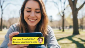 Read more about the article 192+ Snapchat Pick Up Lines That Actually Work for 2026<p class="post-updated-date">🕓 <span class="updated-label">Last updated on</span> <time datetime="2026-01-27T10:47:15+00:00">January 27, 2026</time></p><script type="application/ld+json">
        {
          "@context": "https://schema.org",
          "@type": "BlogPosting",
          "mainEntityOfPage": {
            "@type": "WebPage",
            "@id": "https://pickupsy.com/snapchat-pick-up-lines/"
          },
          "datePublished": "2026-01-27T10:47:14+00:00",
          "dateModified": "2026-01-27T10:47:15+00:00"
        }
        </script>
