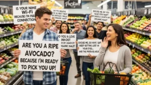 Read more about the article 102+ Grocery Store Pick Up Lines That Actually Work For 2026<p class="post-updated-date">🕓 <span class="updated-label">Last updated on</span> <time datetime="2026-05-06T14:00:06+00:00">May 6, 2026</time></p><script type="application/ld+json">
        {
          "@context": "https://schema.org",
          "@type": "BlogPosting",
          "mainEntityOfPage": {
            "@type": "WebPage",
            "@id": "https://pickupsy.com/grocery-store-pick-up-lines/"
          },
          "datePublished": "2026-02-12T07:40:01+00:00",
          "dateModified": "2026-05-06T14:00:06+00:00"
        }
        </script>
