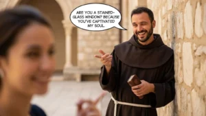 Read more about the article 109+ Friar Pick Up Lines That Actually Work in 2026<p class="post-updated-date">🕓 <span class="updated-label">Last updated on</span> <time datetime="2026-03-17T12:45:24+00:00">March 17, 2026</time></p><script type="application/ld+json">
        {
          "@context": "https://schema.org",
          "@type": "BlogPosting",
          "mainEntityOfPage": {
            "@type": "WebPage",
            "@id": "https://pickupsy.com/friar-pick-up-lines/"
          },
          "datePublished": "2026-03-17T12:45:23+00:00",
          "dateModified": "2026-03-17T12:45:24+00:00"
        }
        </script>