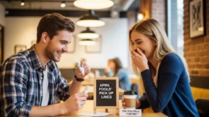 Read more about the article April Fools Pick Up Lines for Pranks, Laughs & Love for 2026<p class="post-updated-date">🕓 <span class="updated-label">Last updated on</span> <time datetime="2026-04-02T06:44:00+00:00">April 2, 2026</time></p><script type="application/ld+json">
        {
          "@context": "https://schema.org",
          "@type": "BlogPosting",
          "mainEntityOfPage": {
            "@type": "WebPage",
            "@id": "https://pickupsy.com/april-fools-pick-up-lines/"
          },
          "datePublished": "2026-04-02T06:43:58+00:00",
          "dateModified": "2026-04-02T06:44:00+00:00"
        }
        </script>