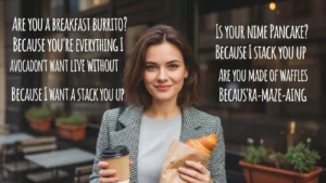 Read more about the article 90+ Breakfast Pick Up Lines That Are Too Sweet to Ignore 2026<p class="post-updated-date">🕓 <span class="updated-label">Last updated on</span> <time datetime="2026-04-07T07:31:34+00:00">April 7, 2026</time></p><script type="application/ld+json">
        {
          "@context": "https://schema.org",
          "@type": "BlogPosting",
          "mainEntityOfPage": {
            "@type": "WebPage",
            "@id": "https://pickupsy.com/breakfast-pick-up-lines/"
          },
          "datePublished": "2026-04-07T07:31:33+00:00",
          "dateModified": "2026-04-07T07:31:34+00:00"
        }
        </script>