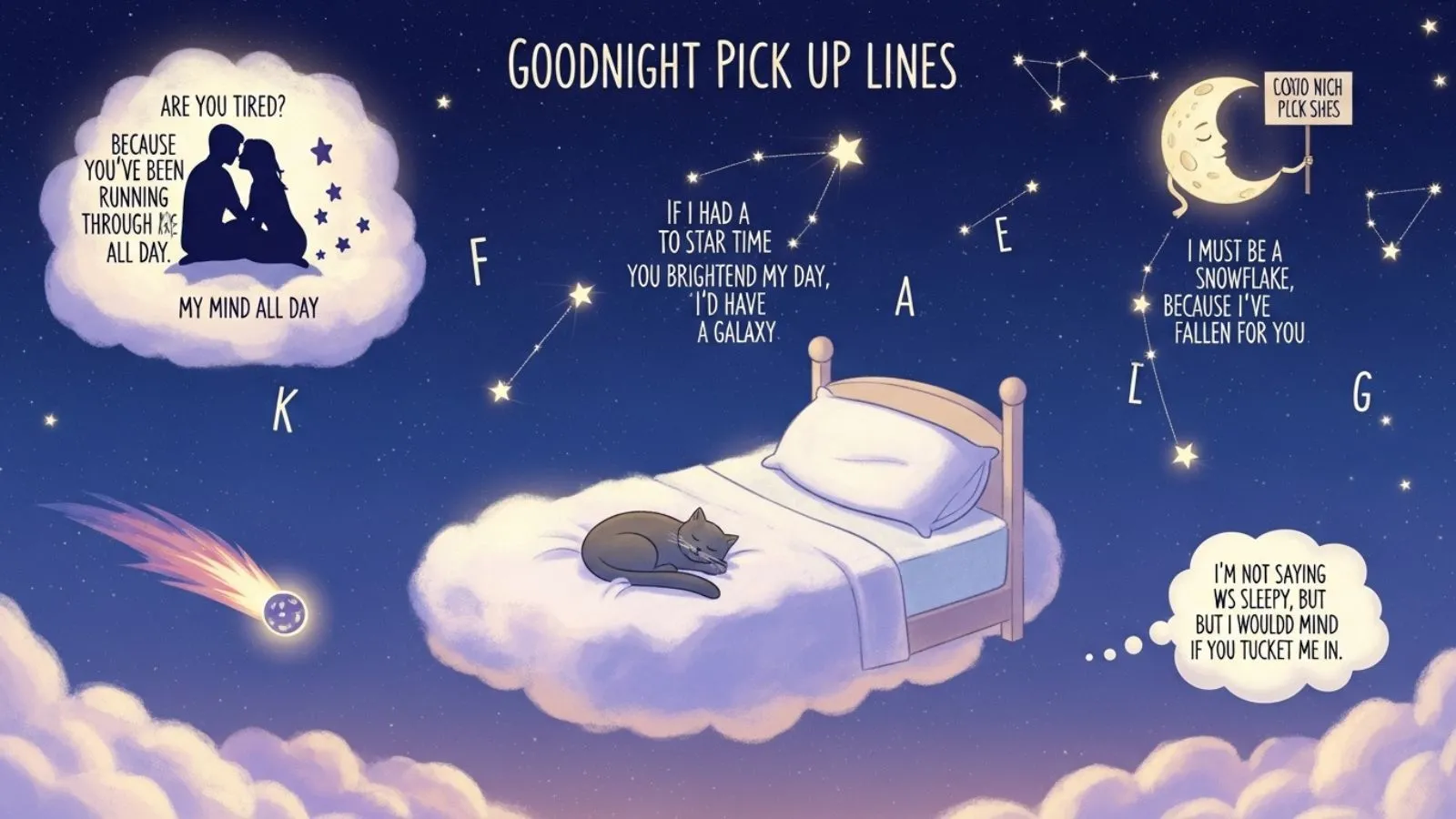 You are currently viewing 90+ Goodnight Pick Up Lines to Make Them Smile Before Sleep for 2026 😴<p class="post-updated-date">🕓 <span class="updated-label">Last updated on</span> <time datetime="2026-04-15T07:09:17+00:00">April 15, 2026</time></p><script type="application/ld+json">
        {
          "@context": "https://schema.org",
          "@type": "BlogPosting",
          "mainEntityOfPage": {
            "@type": "WebPage",
            "@id": "https://pickupsy.com/goodnight-pick-up-lines/"
          },
          "datePublished": "2026-04-15T07:09:16+00:00",
          "dateModified": "2026-04-15T07:09:17+00:00"
        }
        </script>