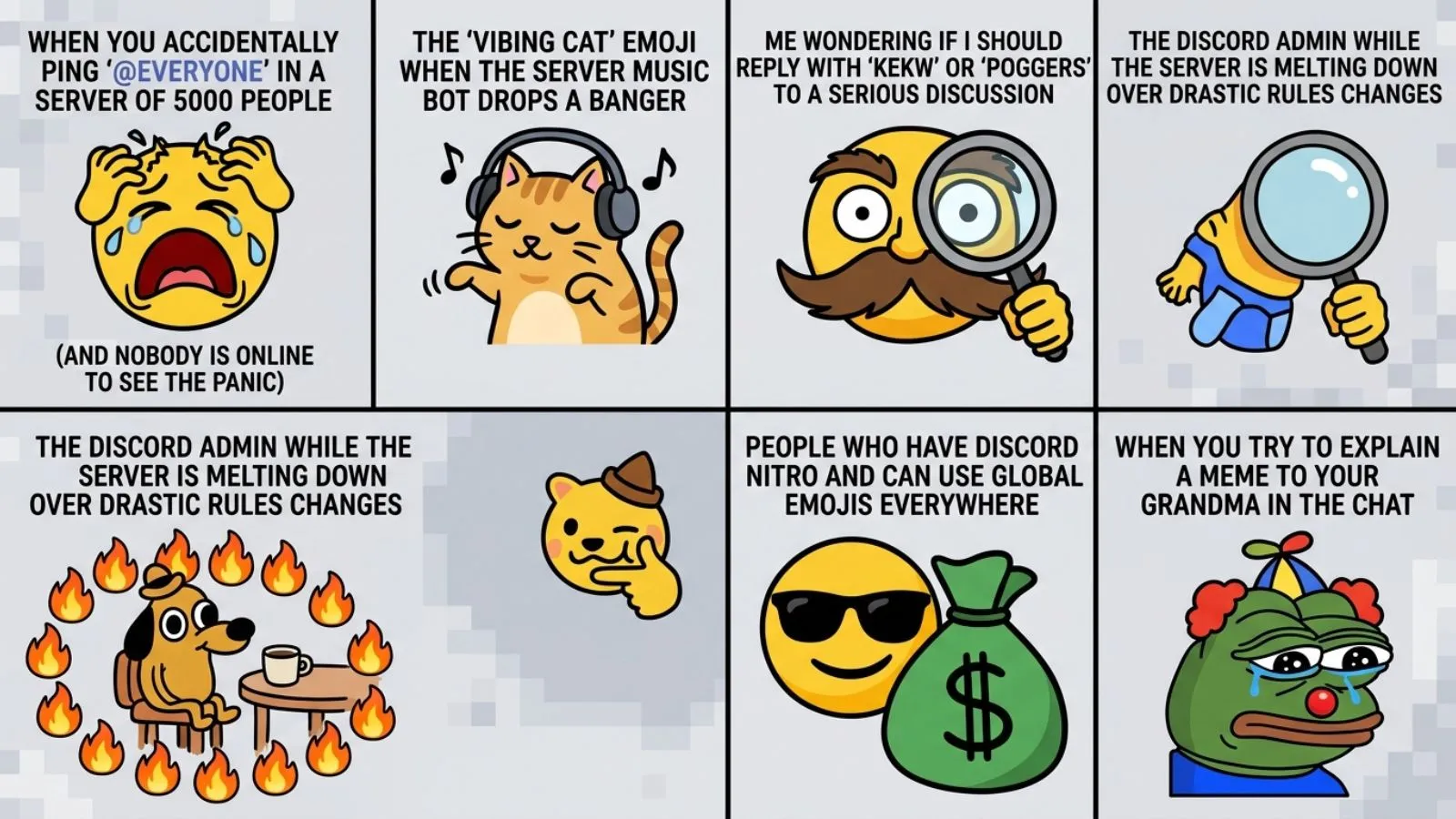You are currently viewing 65 😂 Discord Emoji Memes You Need to Know in 2026<p class="post-updated-date">🕓 <span class="updated-label">Last updated on</span> <time datetime="2026-06-11T03:20:23+00:00">June 11, 2026</time></p><script type="application/ld+json">
        {
          "@context": "https://schema.org",
          "@type": "BlogPosting",
          "mainEntityOfPage": {
            "@type": "WebPage",
            "@id": "https://pickupsy.com/discord-emoji-memes/"
          },
          "datePublished": "2026-06-11T03:20:22+00:00",
          "dateModified": "2026-06-11T03:20:23+00:00"
        }
        </script>