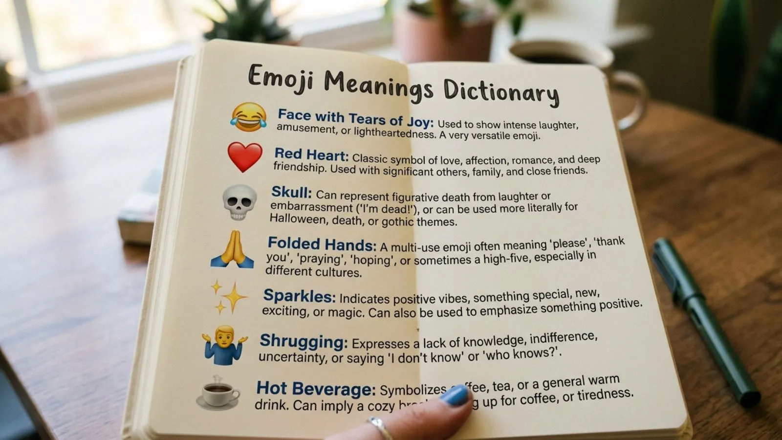 You are currently viewing 35 Emoji Meanings Dictionary List: Decode Every Emoji for 2026<p class="post-updated-date">🕓 <span class="updated-label">Last updated on</span> <time datetime="2026-06-17T07:37:16+00:00">June 17, 2026</time></p><script type="application/ld+json">
        {
          "@context": "https://schema.org",
          "@type": "BlogPosting",
          "mainEntityOfPage": {
            "@type": "WebPage",
            "@id": "https://pickupsy.com/emoji-meanings-dictionary-list/"
          },
          "datePublished": "2026-06-17T07:37:14+00:00",
          "dateModified": "2026-06-17T07:37:16+00:00"
        }
        </script>